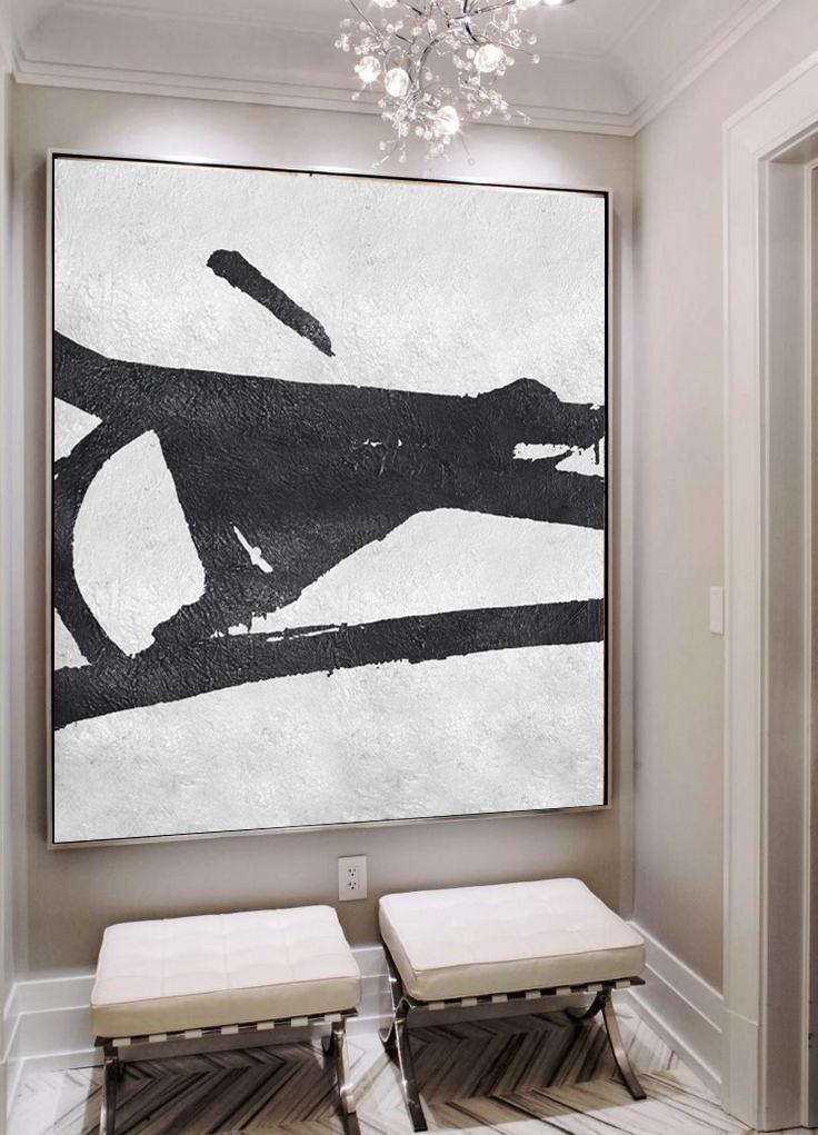 Minimal Black and White Painting #MN49A - Click Image to Close